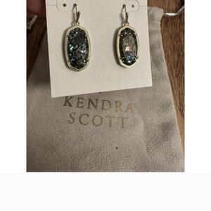 Kendra Scott Iridescent Abalone Dangle Earrings with Gold Frame